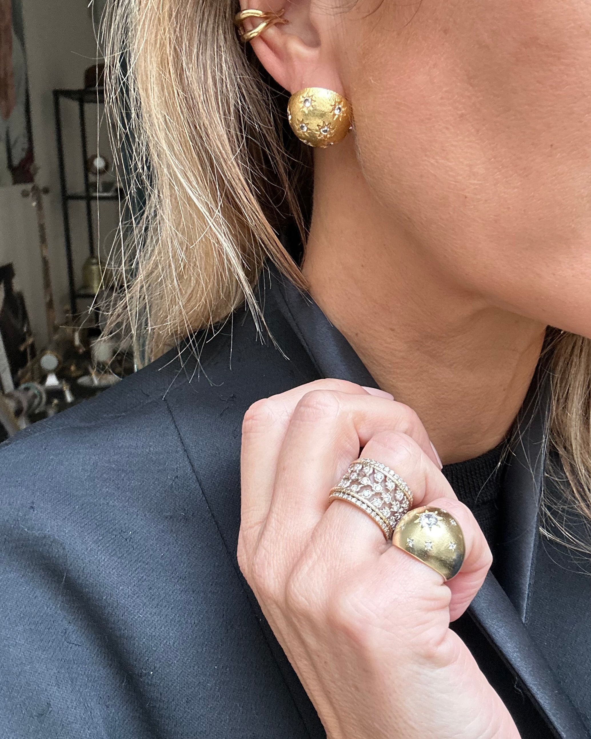 Boucles d'oreilles boules strass constellation