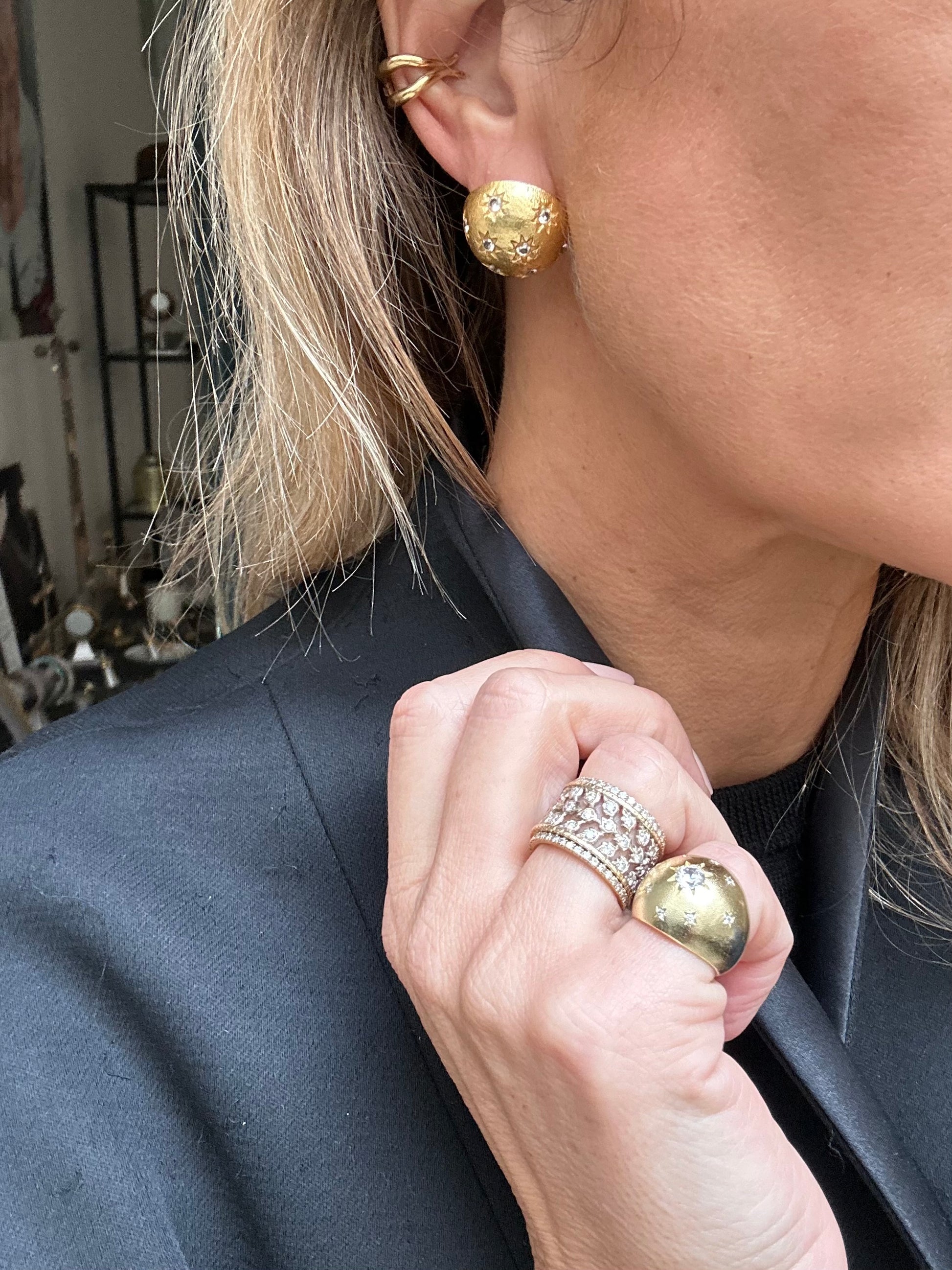 Boucles d'oreilles boules strass constellation