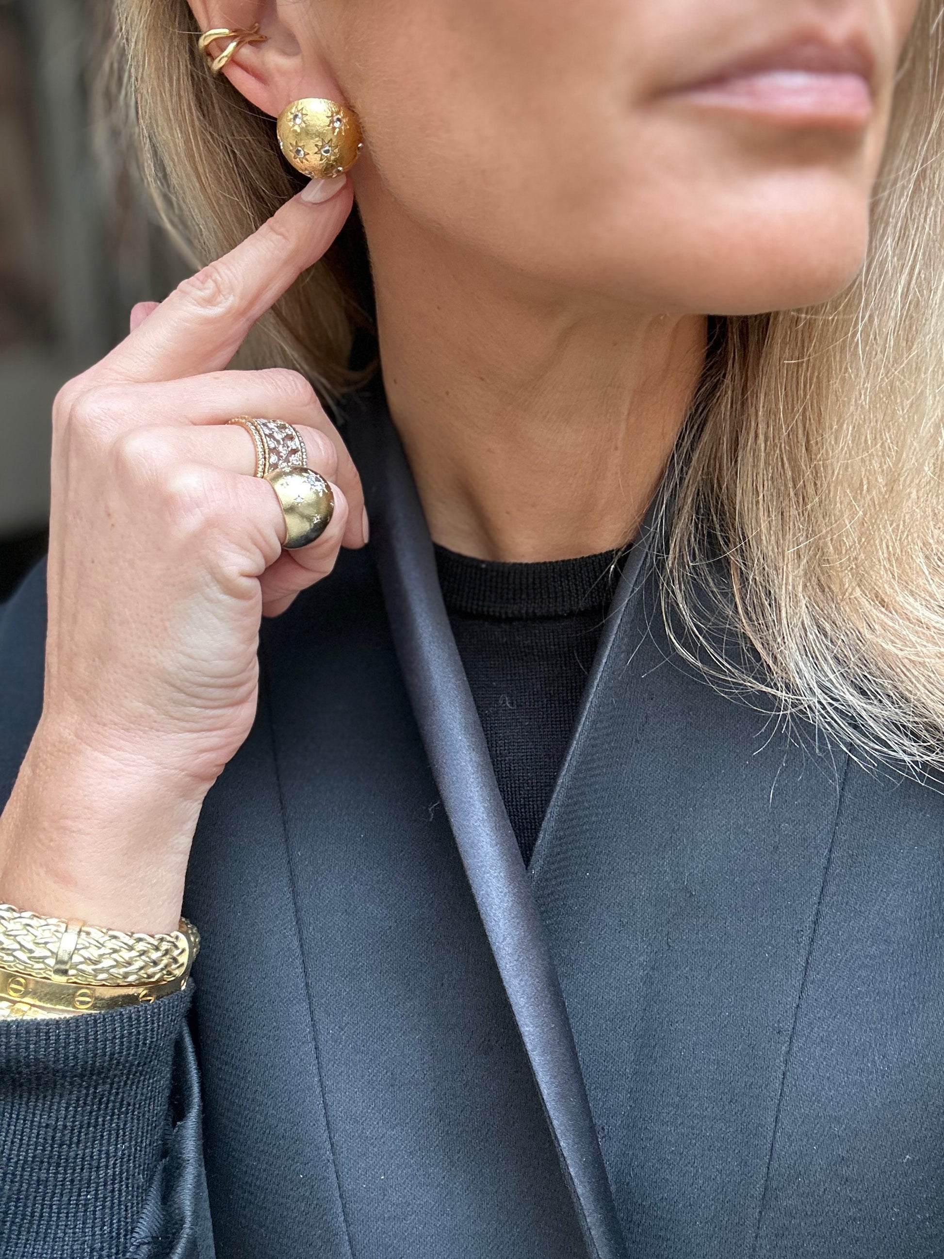 Boucles d'oreilles boules strass constellation