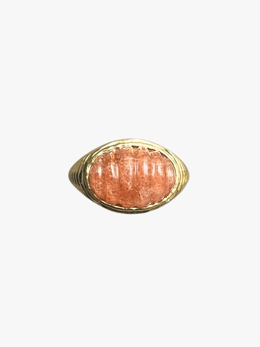 Peach moonstone dome ring