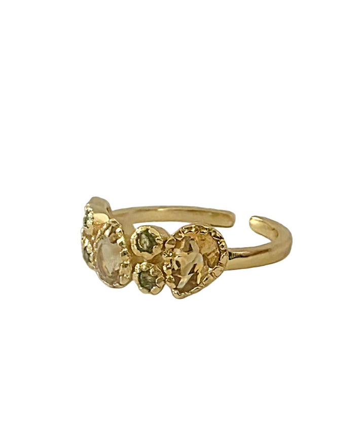 Bague goutte péridot et citrine