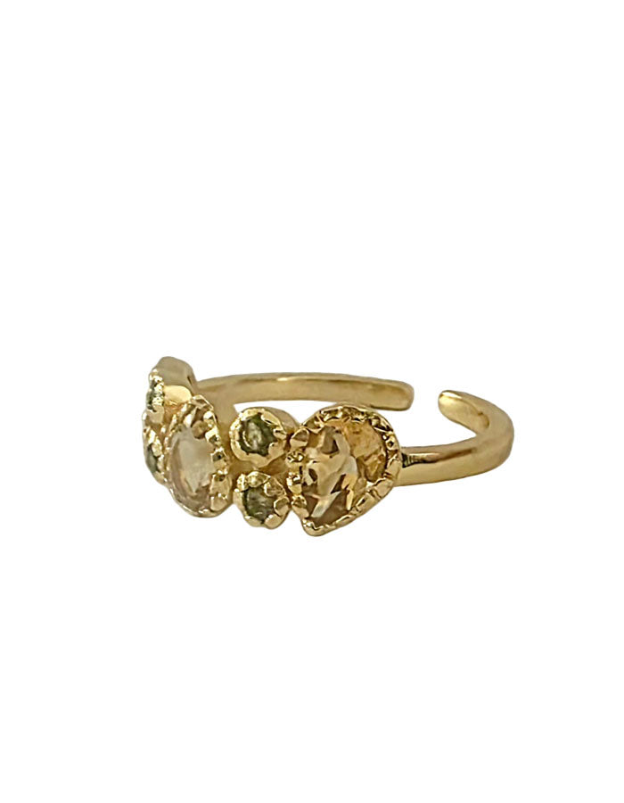 Peridot and citrine drop ring