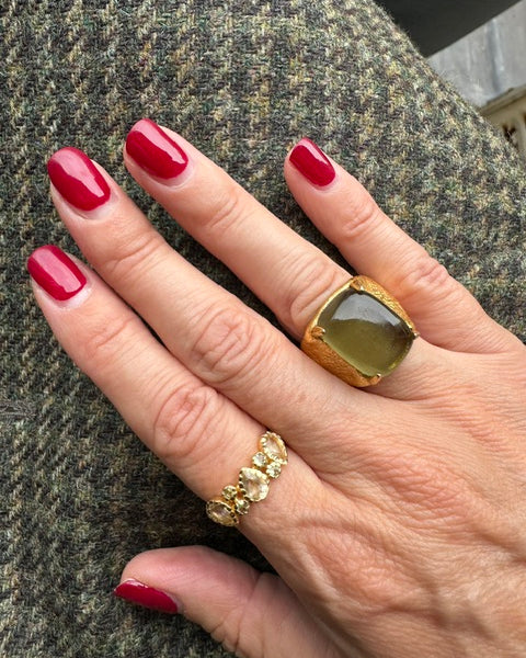Bague goutte péridot et citrine