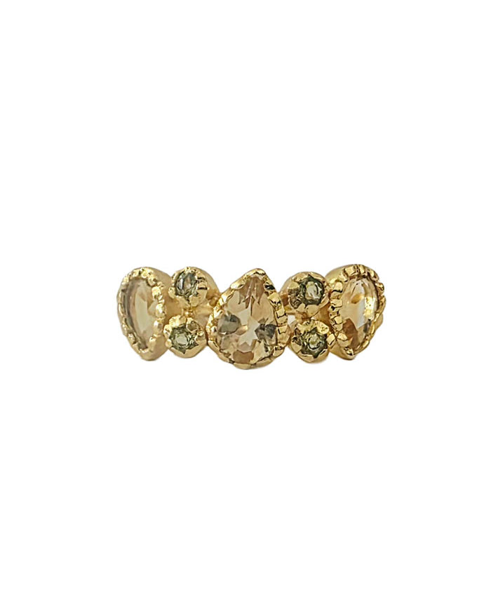 Bague goutte péridot et citrine