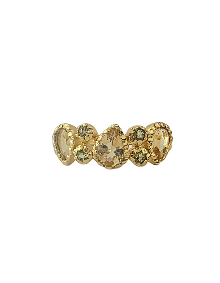 Peridot and citrine drop ring