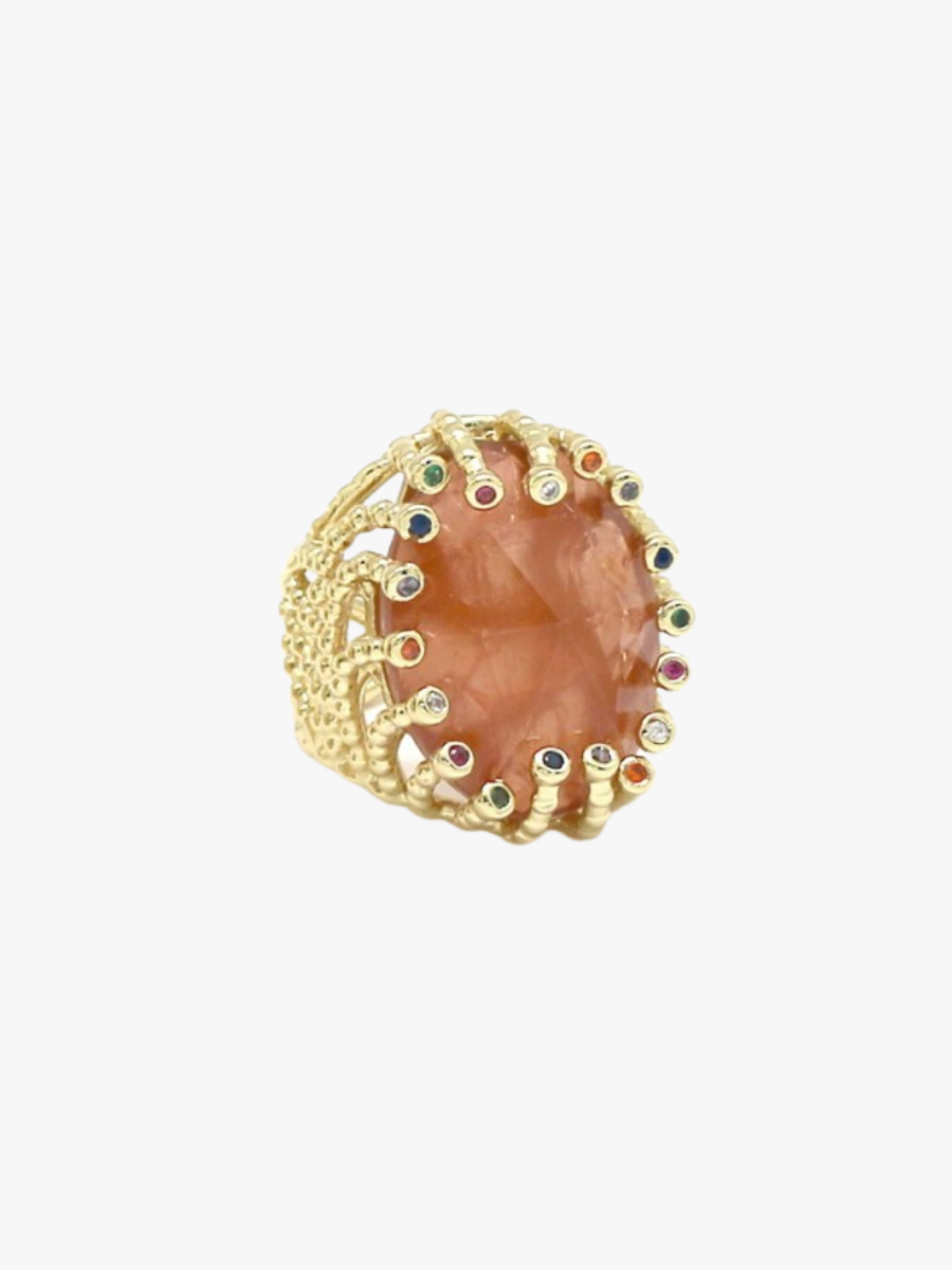Peach quartz ring