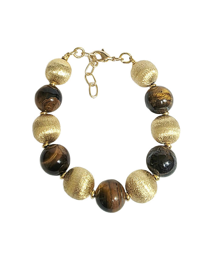 Gold and tiger's eye beaded bracelet