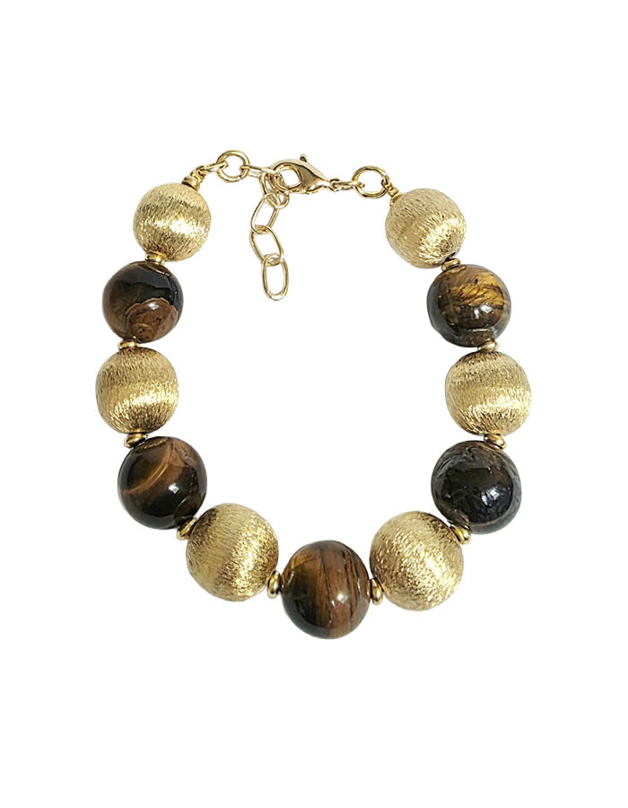 Gold and tiger's eye beaded bracelet