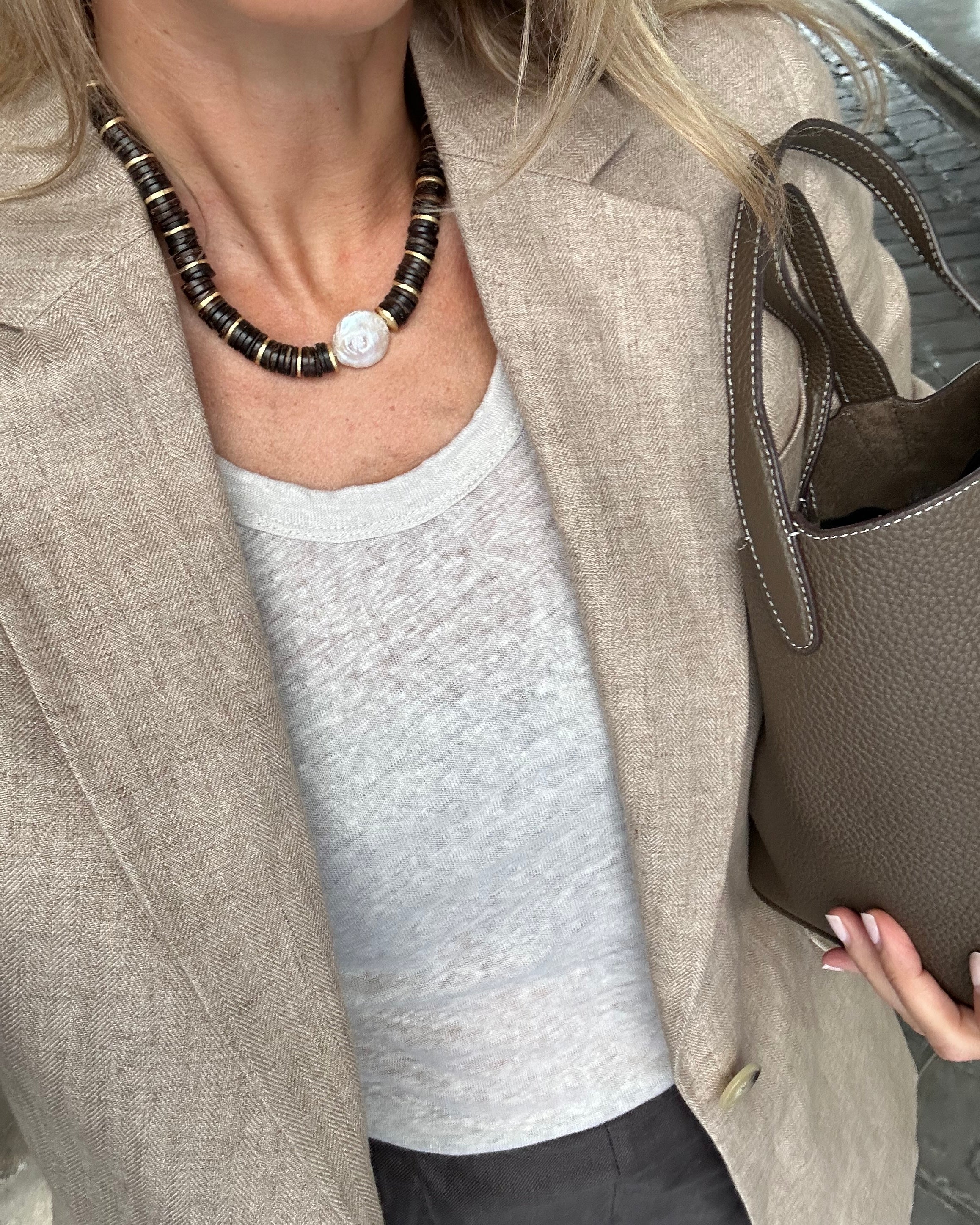 Collier rondelles perle baroque