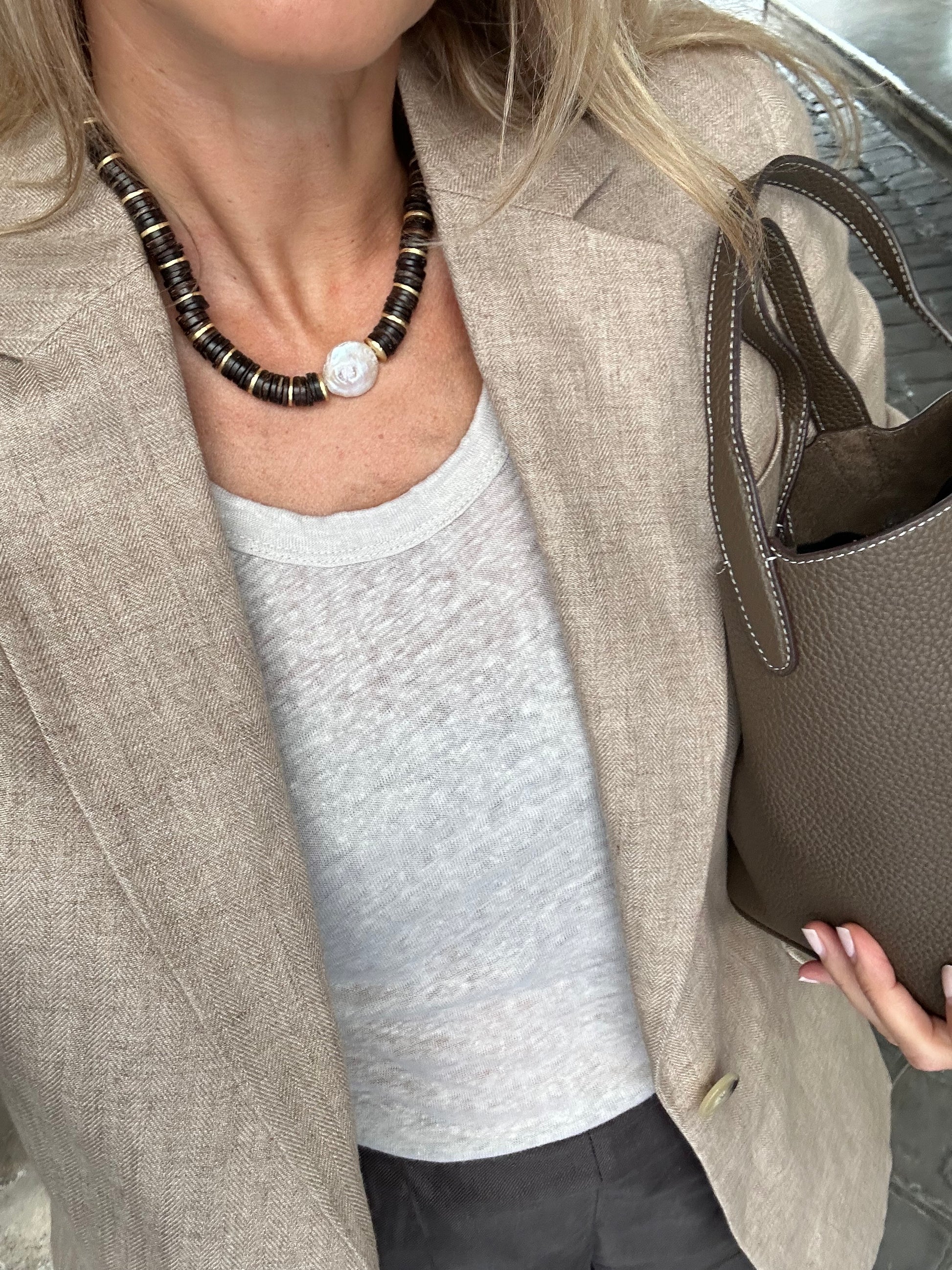 Collier rondelles perle baroque