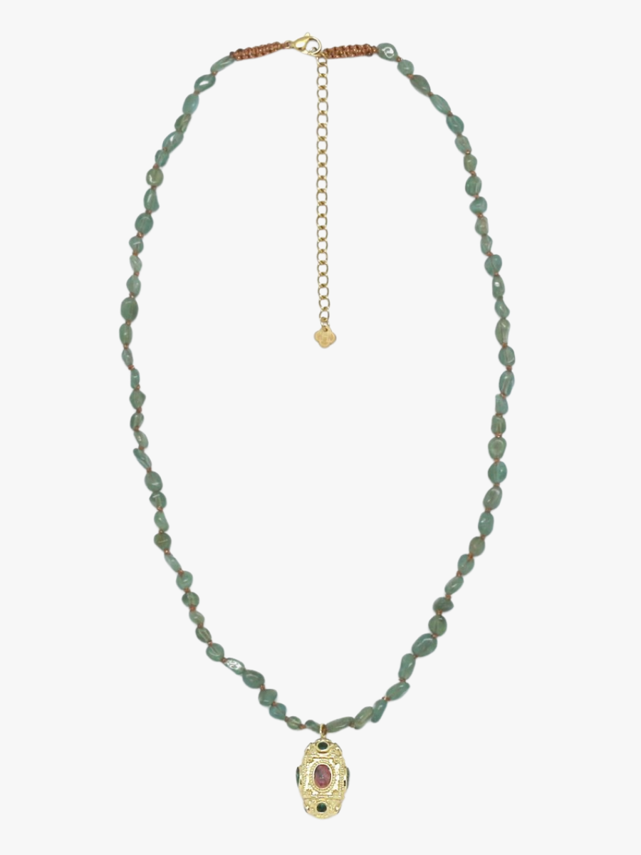 Rhodonite and malachite stone necklace