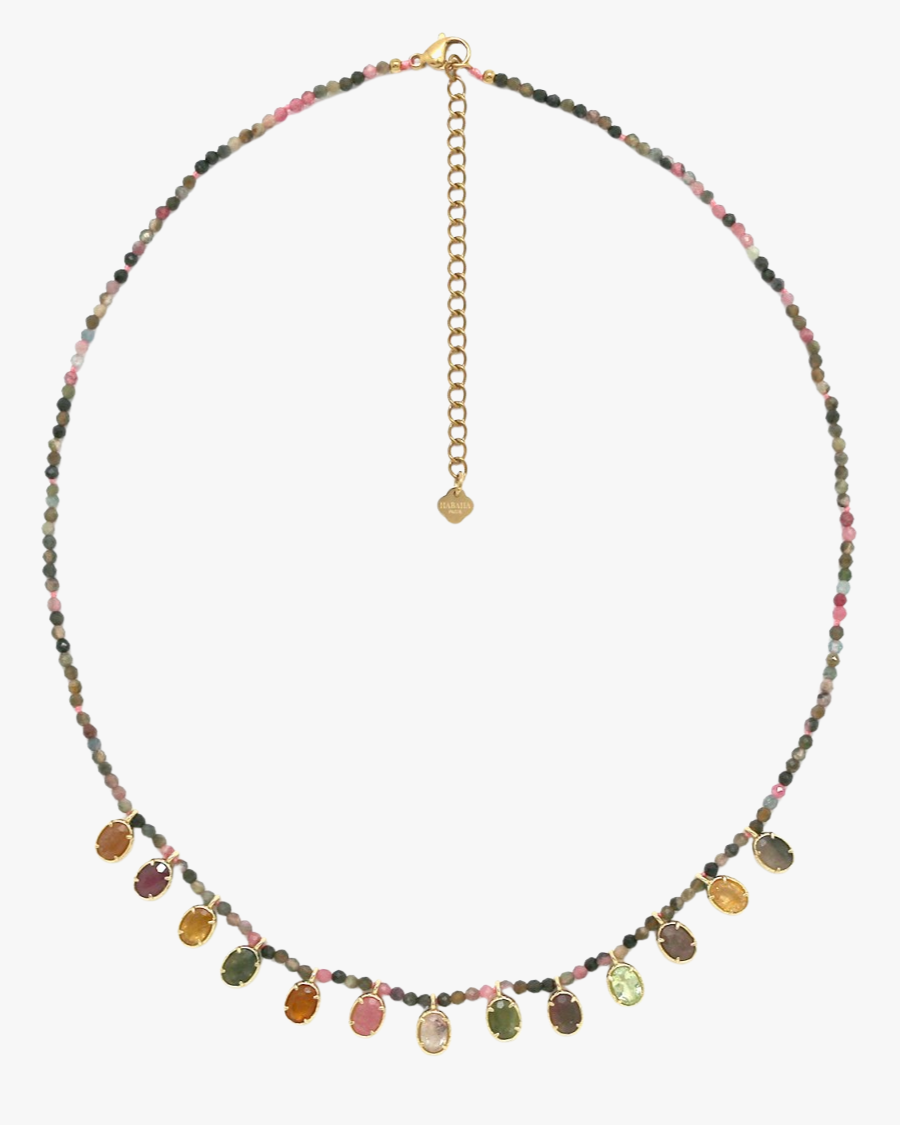 Collier perlé pierres multicolore