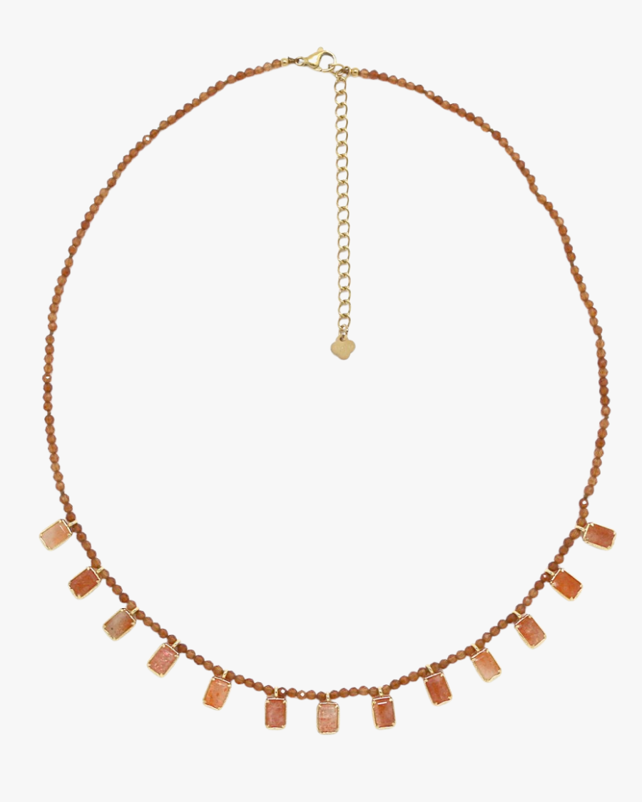 Collier perlé pierres orangées