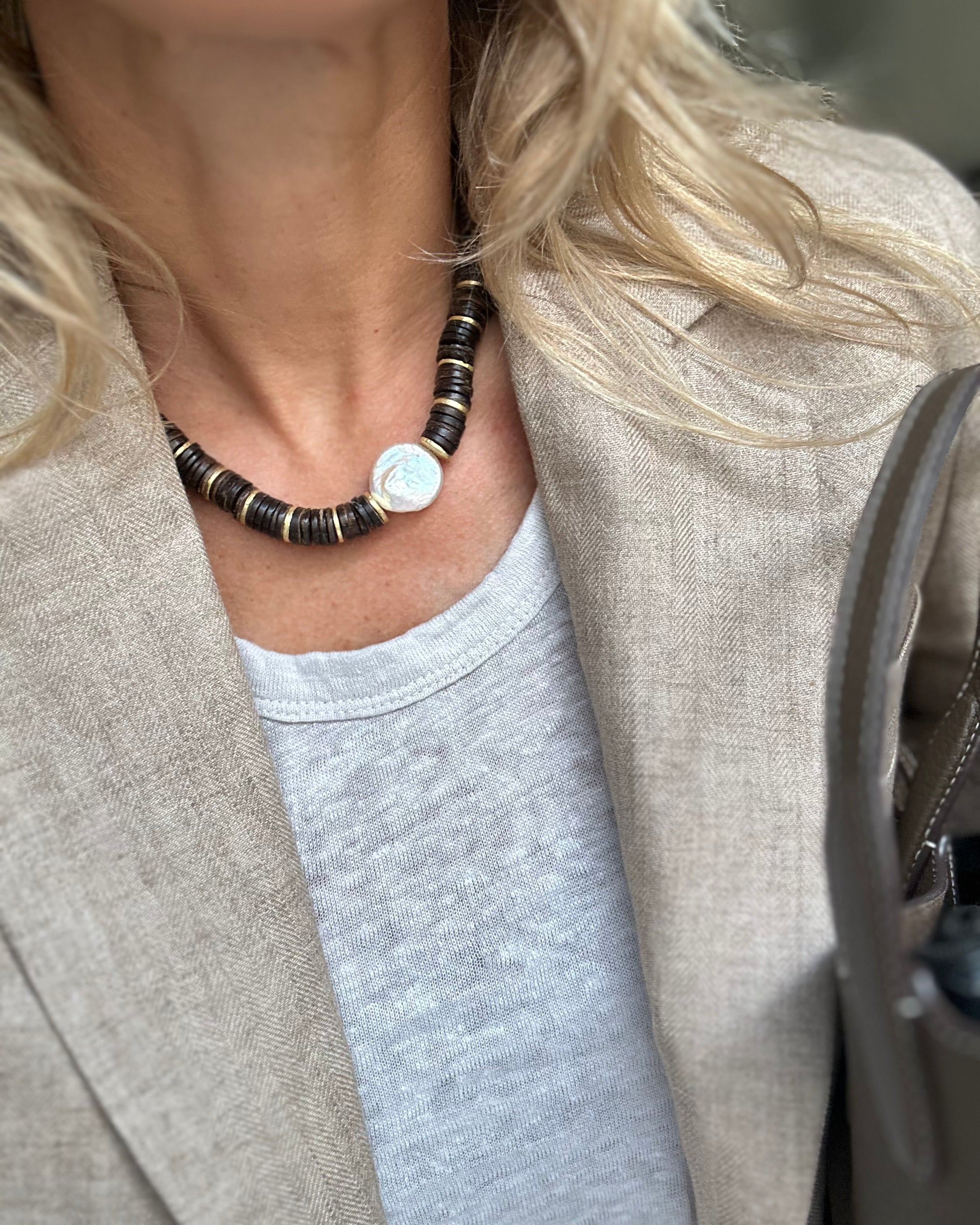 Collier rondelles perle baroque
