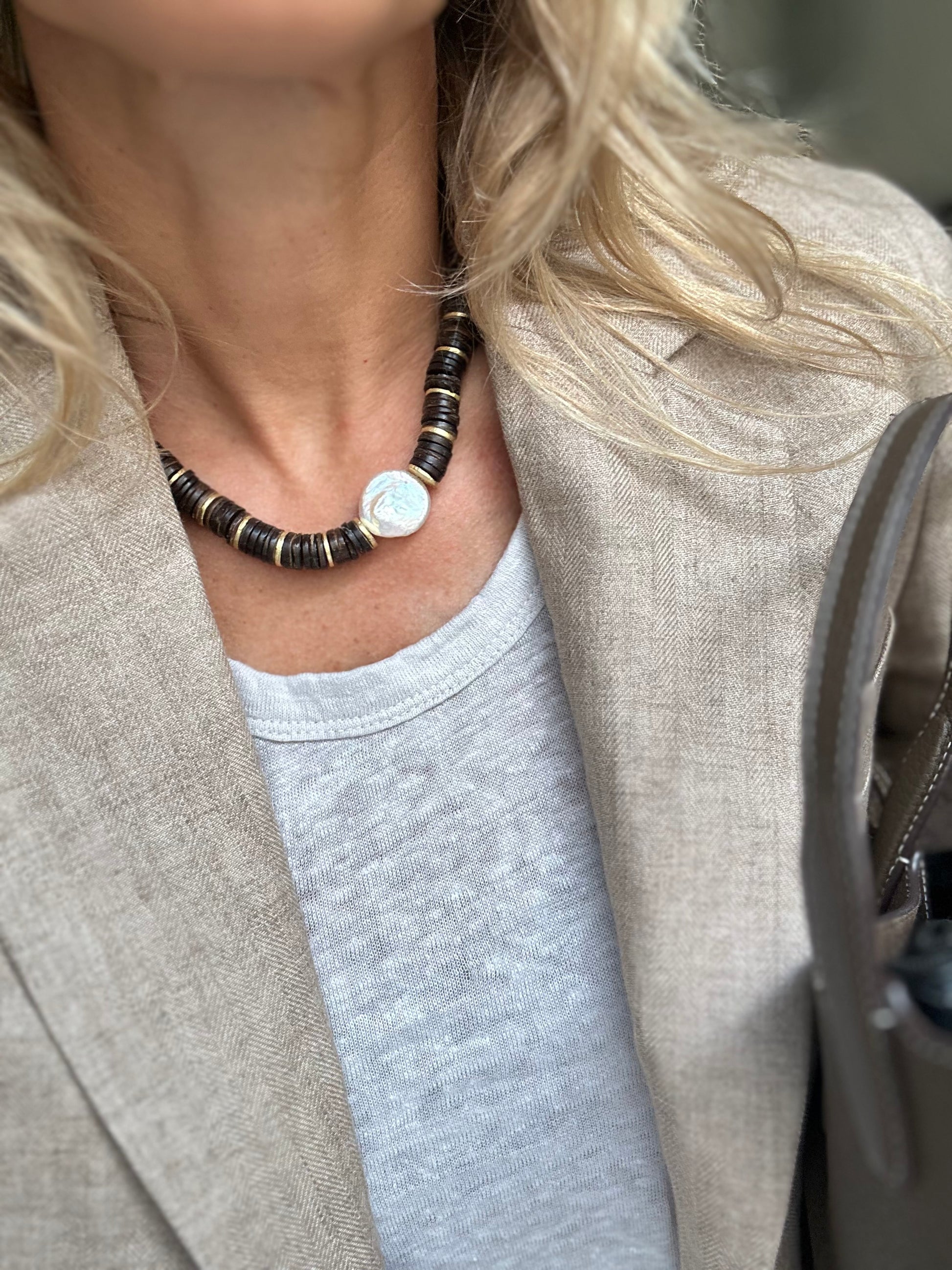 Collier rondelles perle baroque