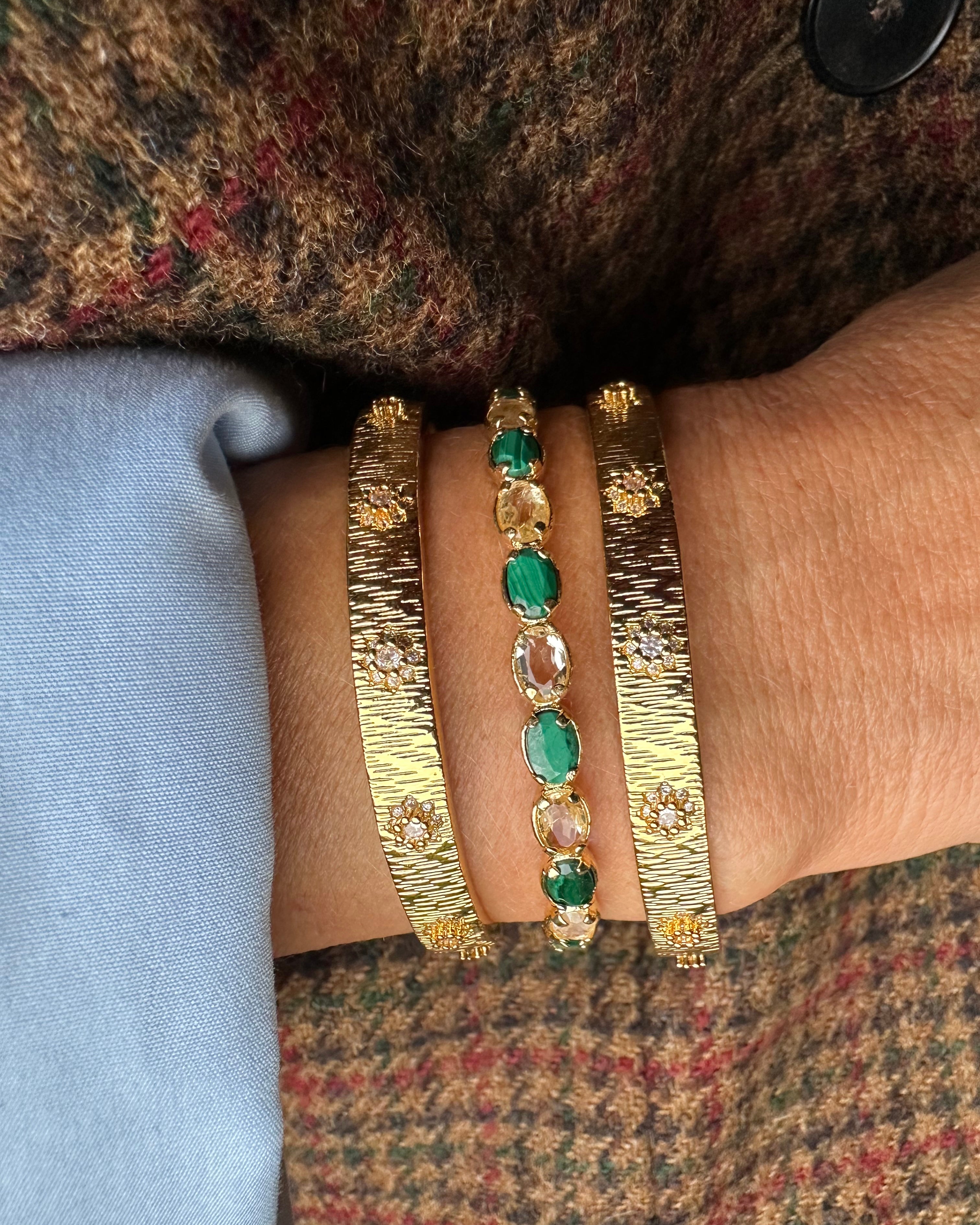 Malachite and citrine bangle