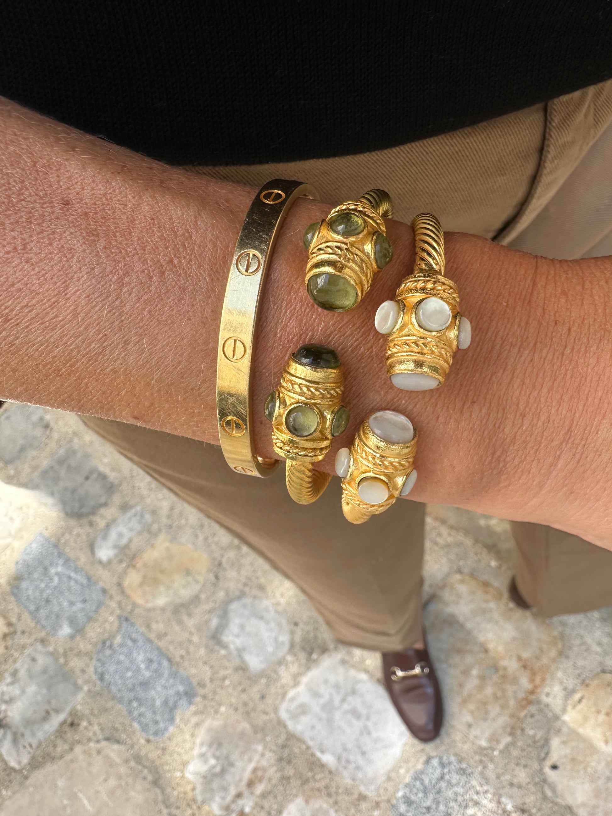 Peridot twisted bangle