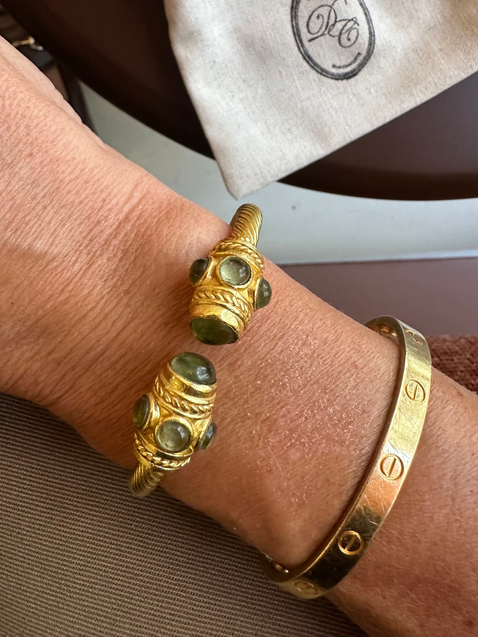 Peridot twisted bangle