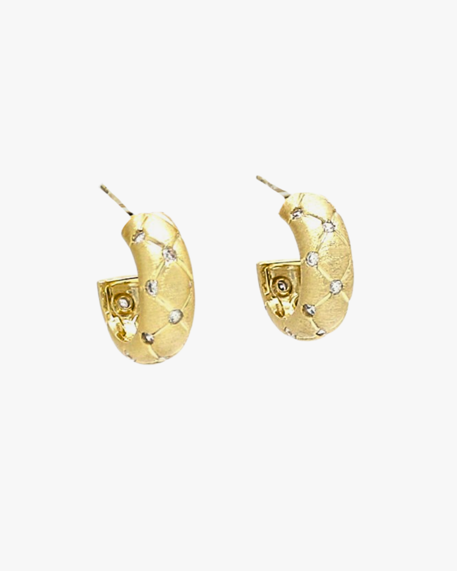 Mini créoles capitonné et strass