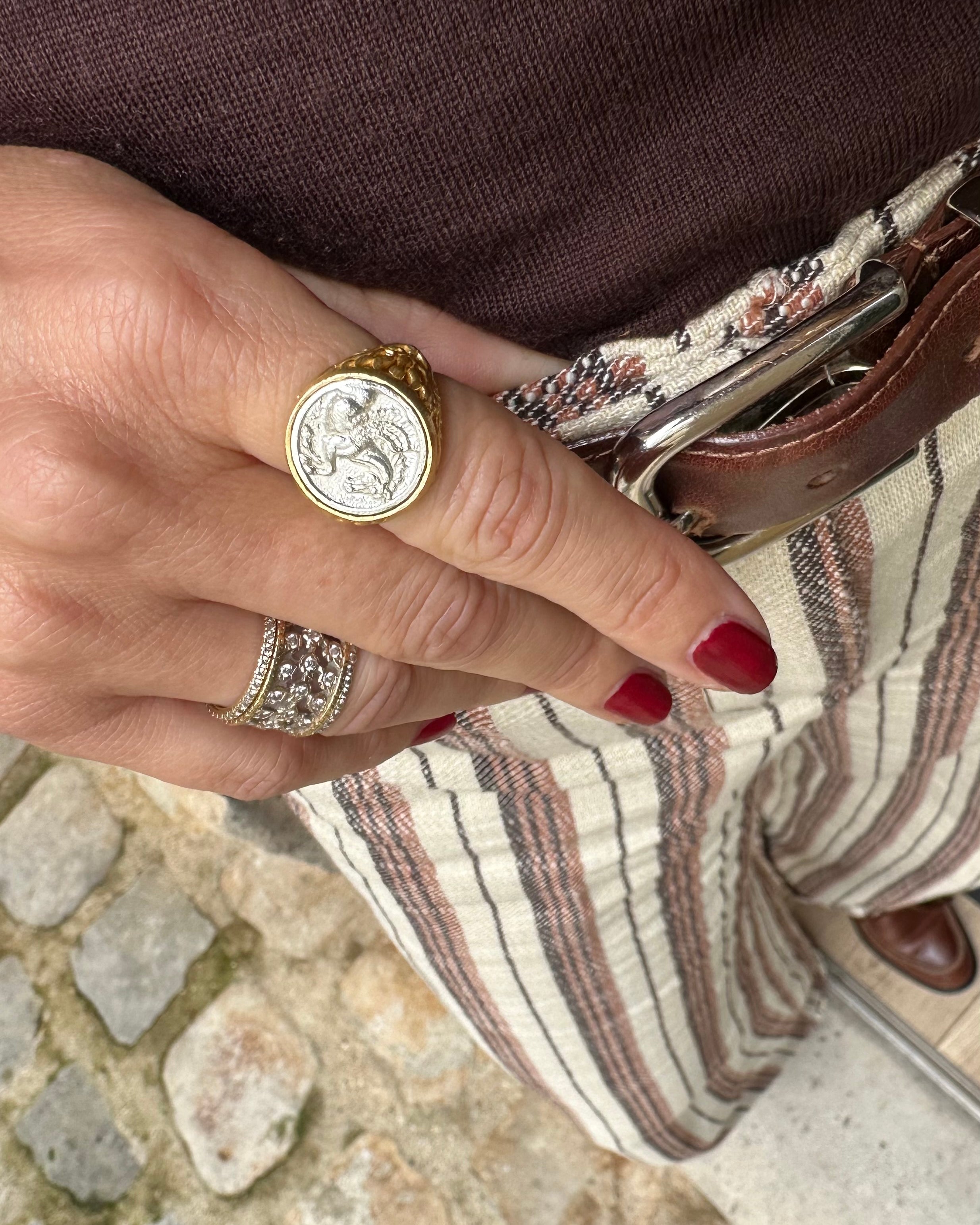 Bague chevalière Pégase bicolore