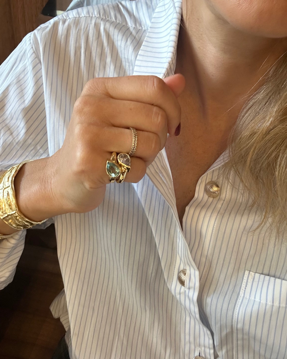 Bague petit doigt goutte aquamarine
