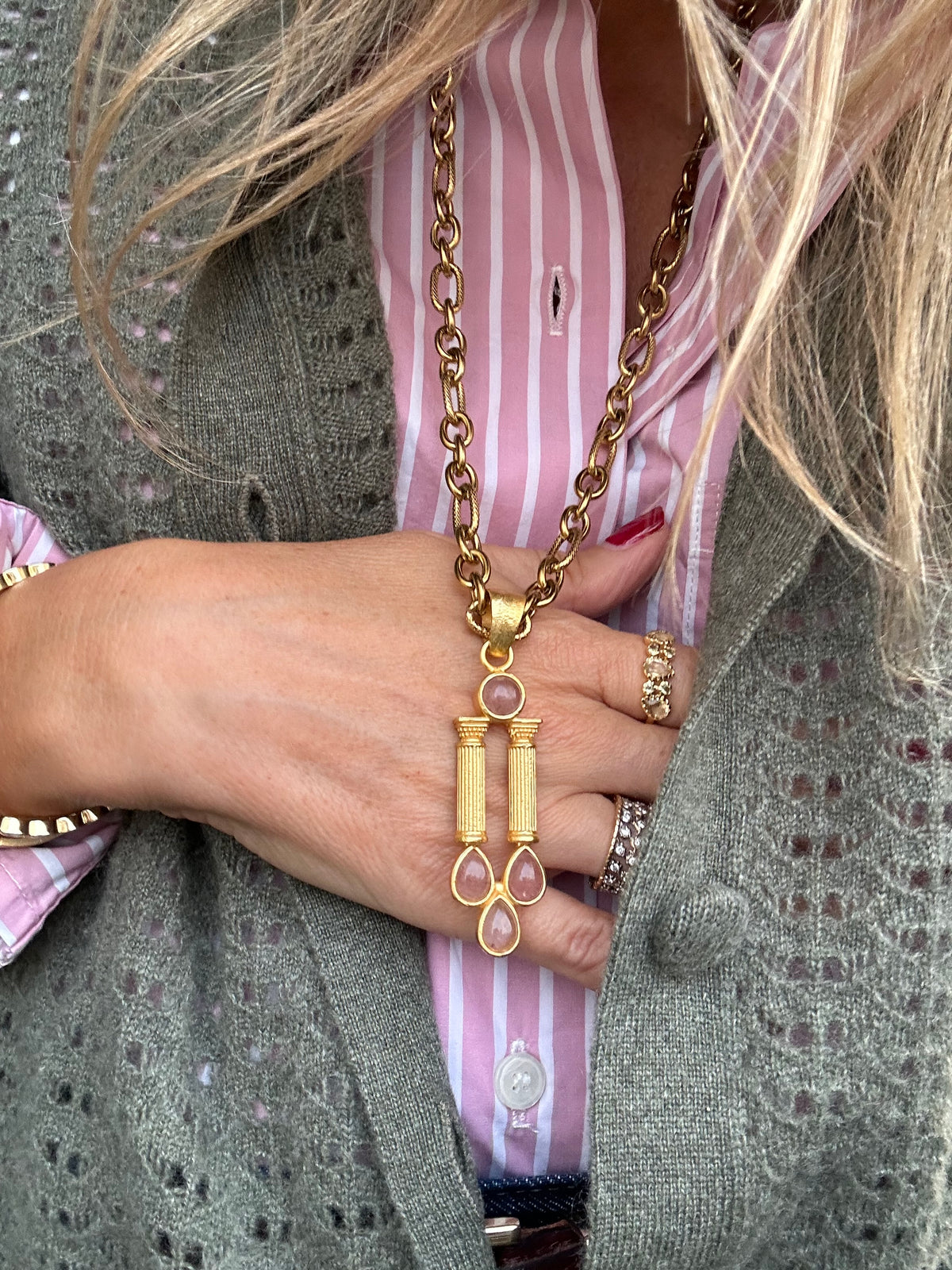 Strawberry Quartz Antique long necklace