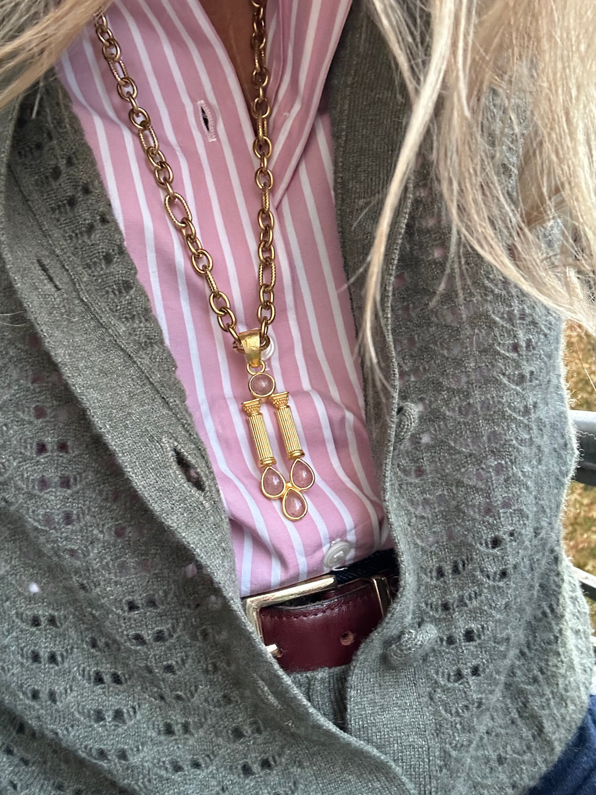 Strawberry Quartz Antique long necklace