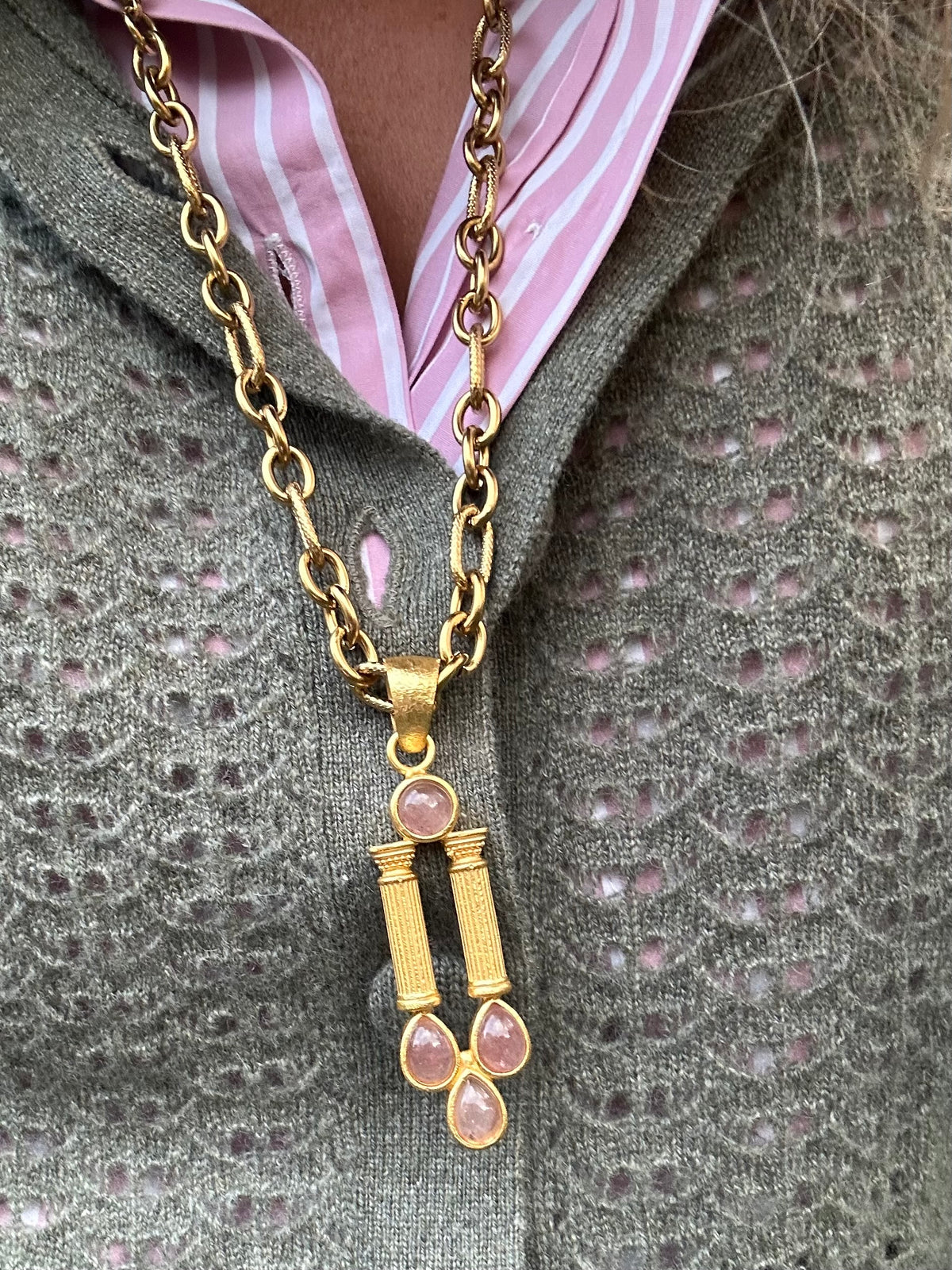 Strawberry Quartz Antique long necklace