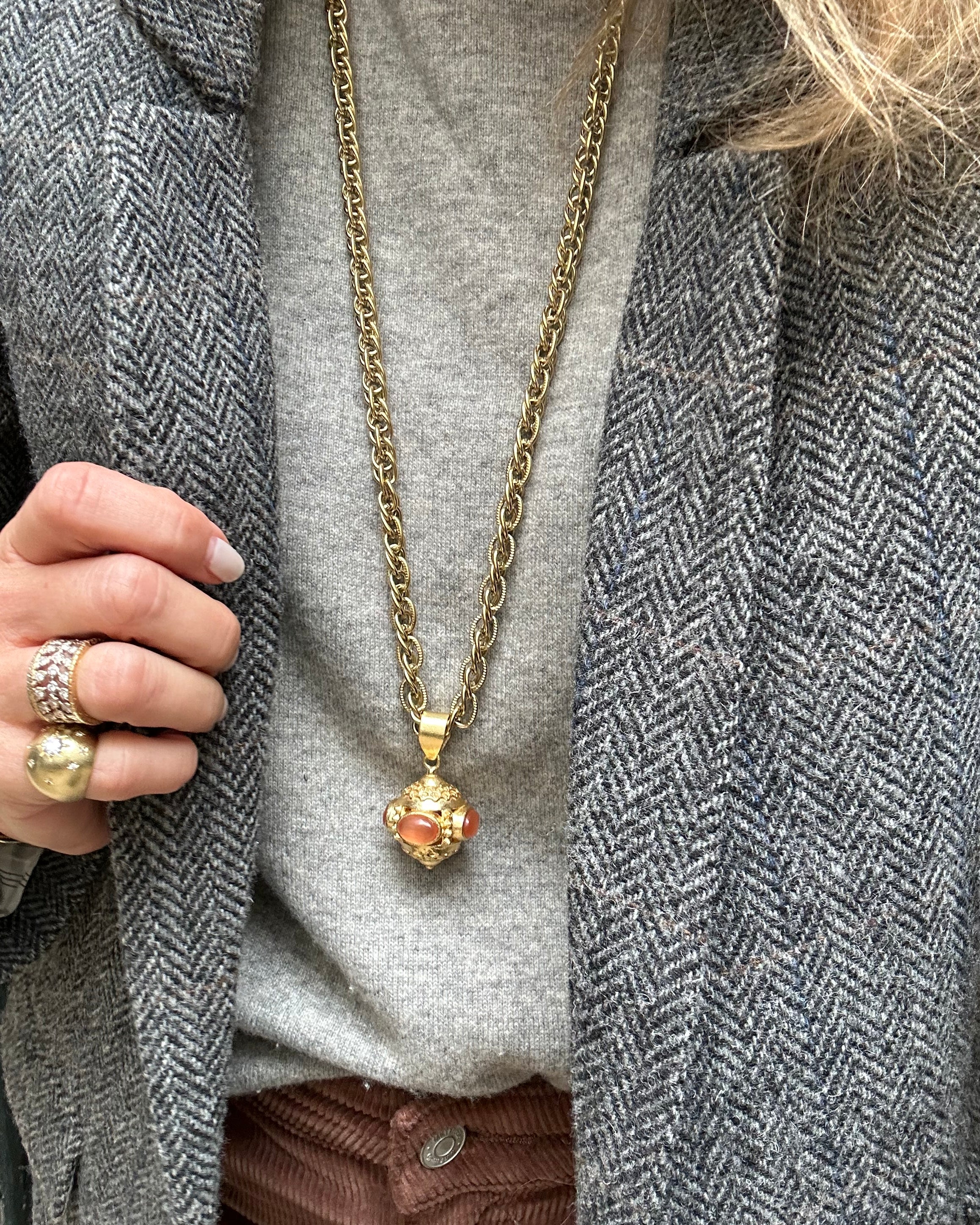 Sautoir talisman aventurine rouge