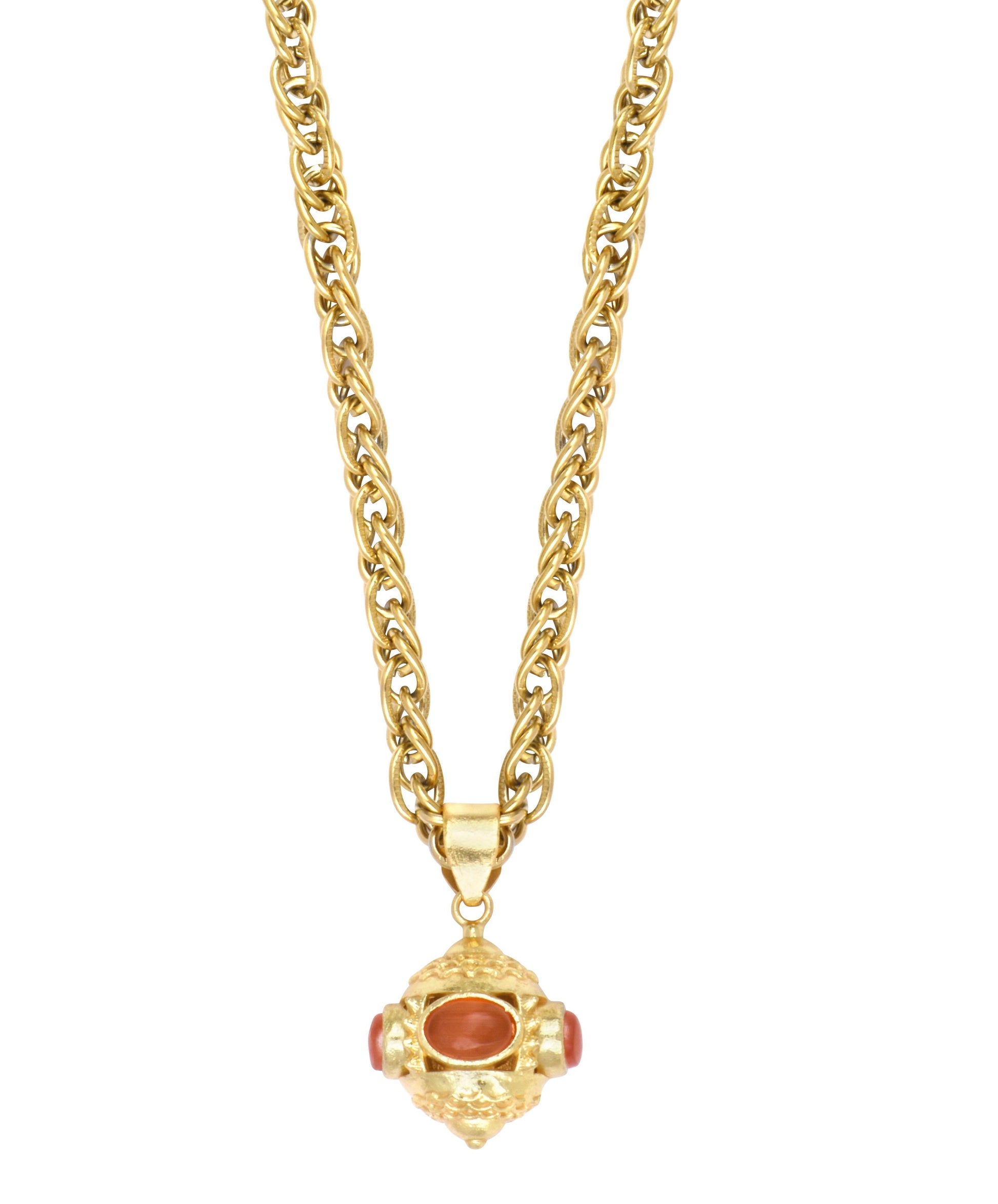 Red aventurine talisman long necklace 
