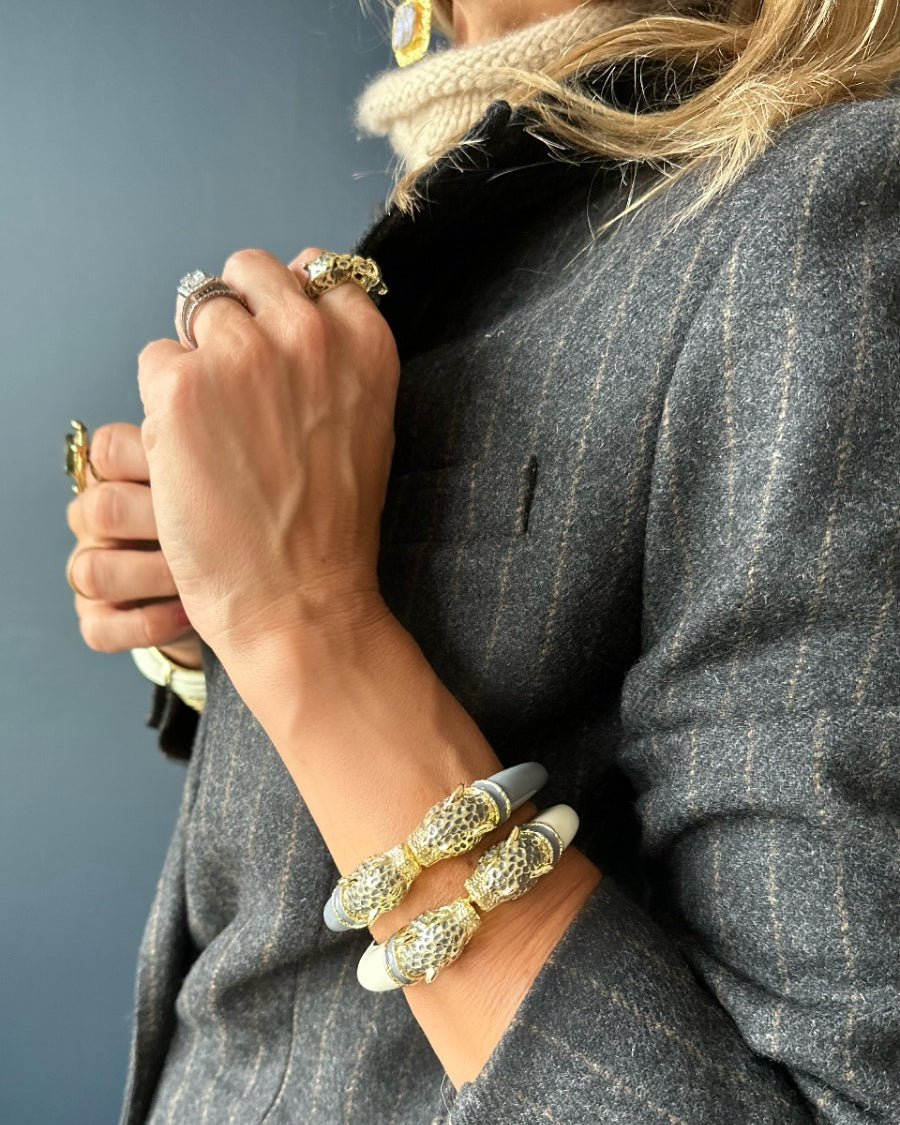 Jonc panthère laque grise Philippa