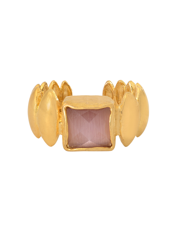 Bague crantée agate rose JAVA