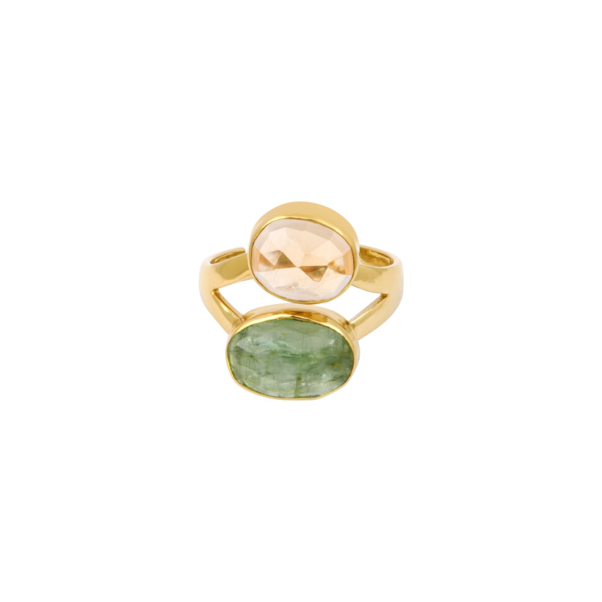 Bague duo citrine et péridot Ondine