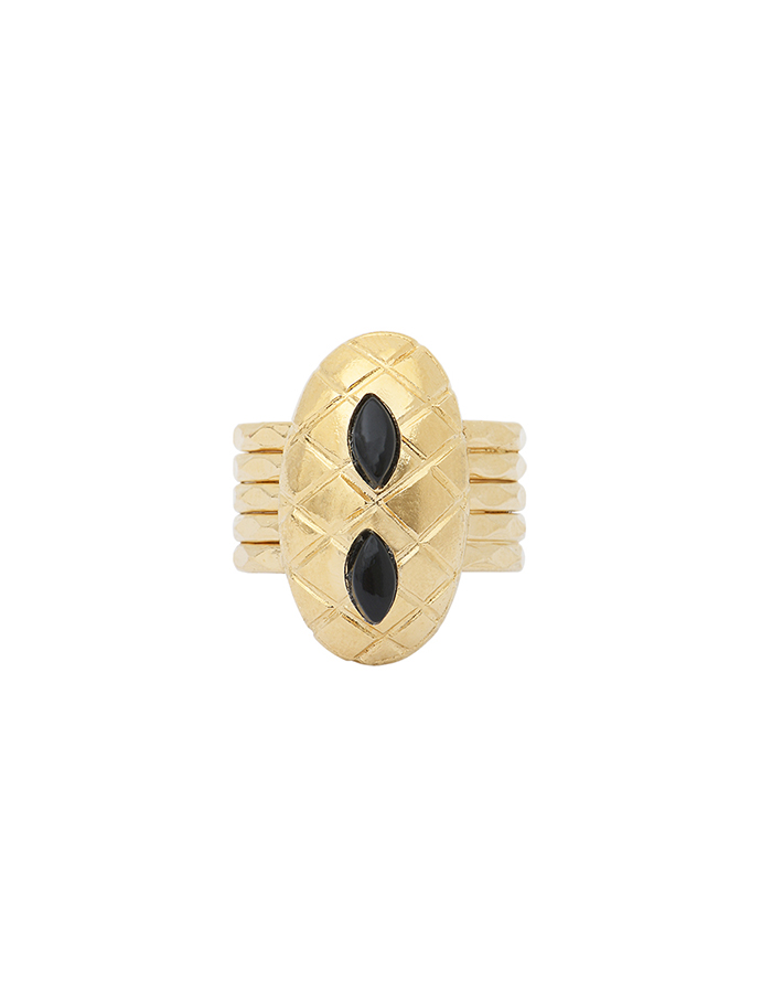 Bague navette matelassée onyx RIALTO