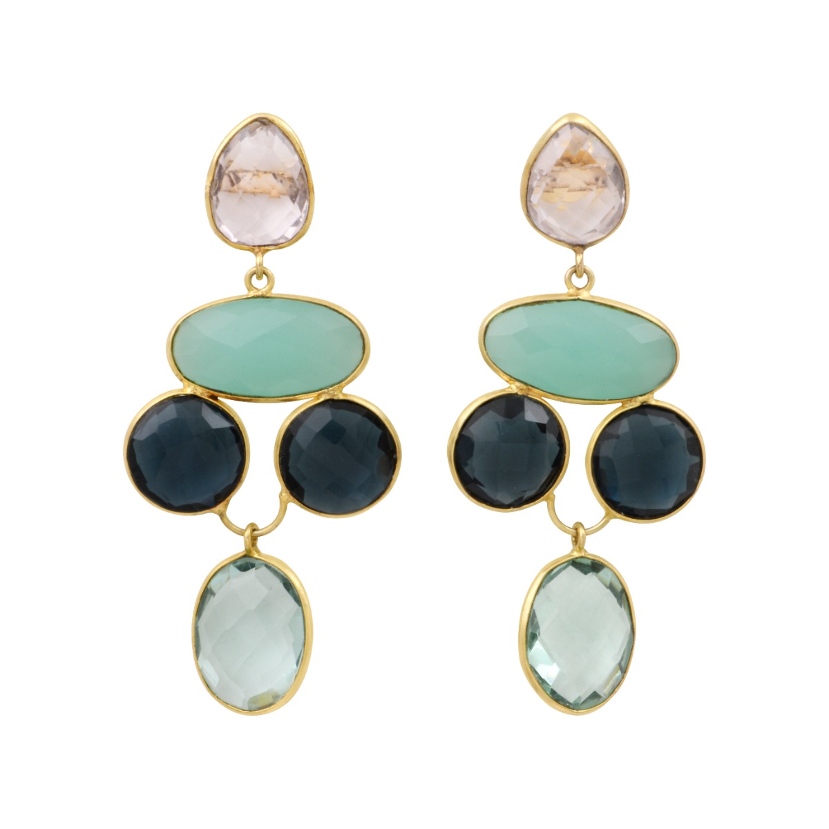 Boucles d'oreilles multi-pierres Ondine