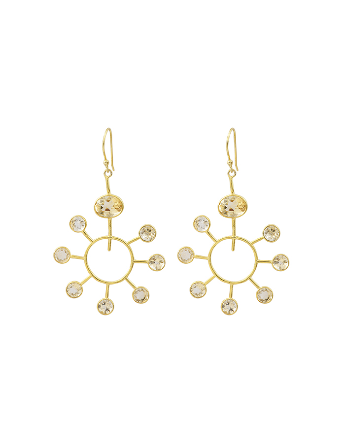 Boucles d'oreilles soleil cristal de roche Jaipur