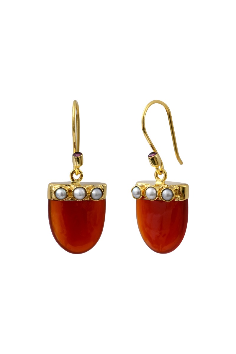 Boucles d'oreilles dormeuses cornaline Grenade