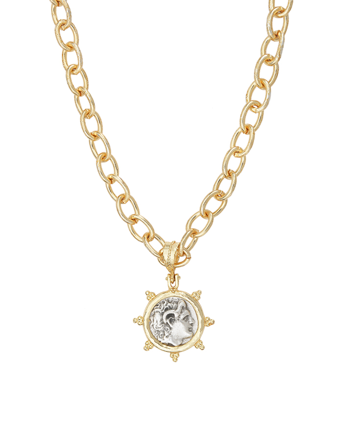 Collier médaille argent et or MURANO