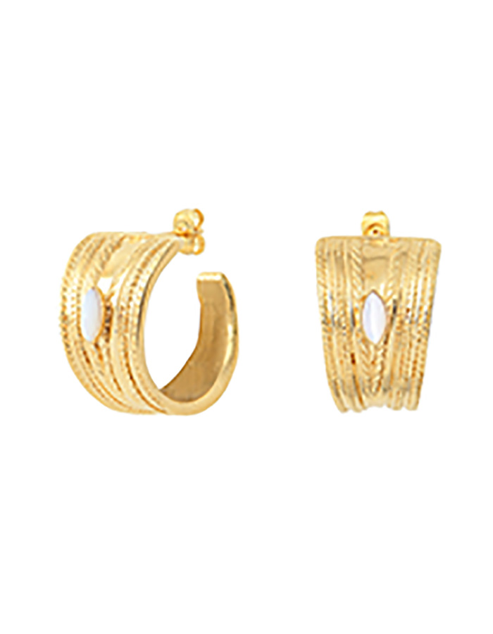 Boucles d'oreilles créoles nacre blanche LOUISE