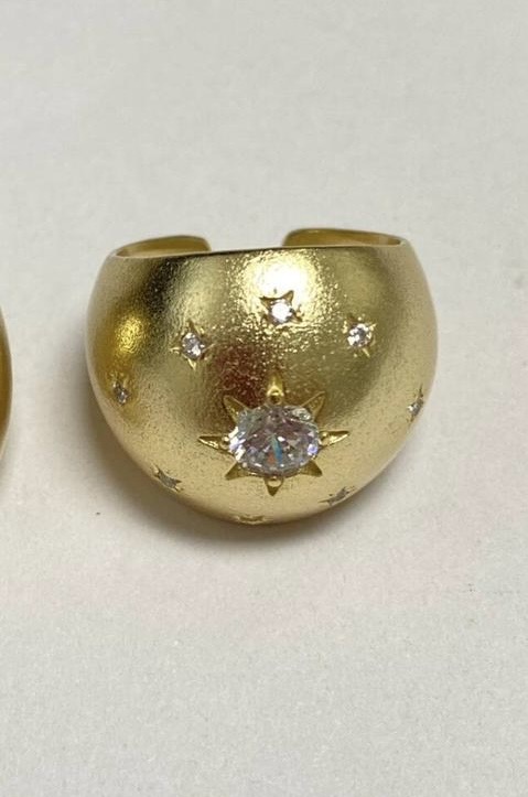 Bague petit doigt constellation or mat