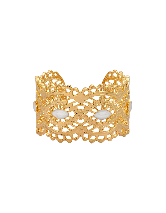 Manchette dentelle navettes nacre blanche Ankara