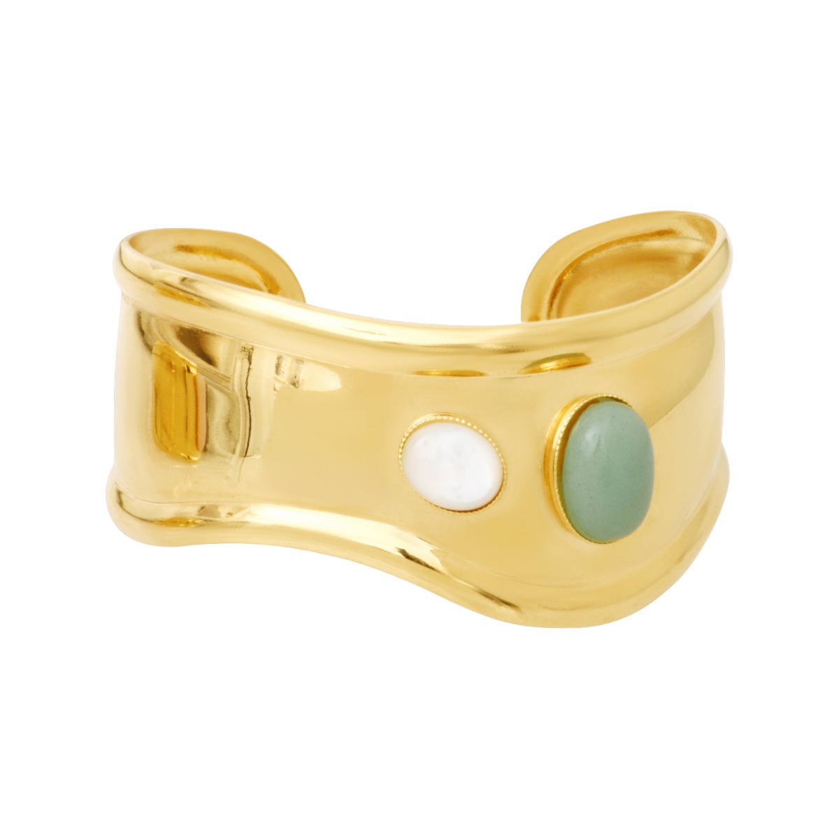 Manchette wave aventurine et nacre blanche Ondine