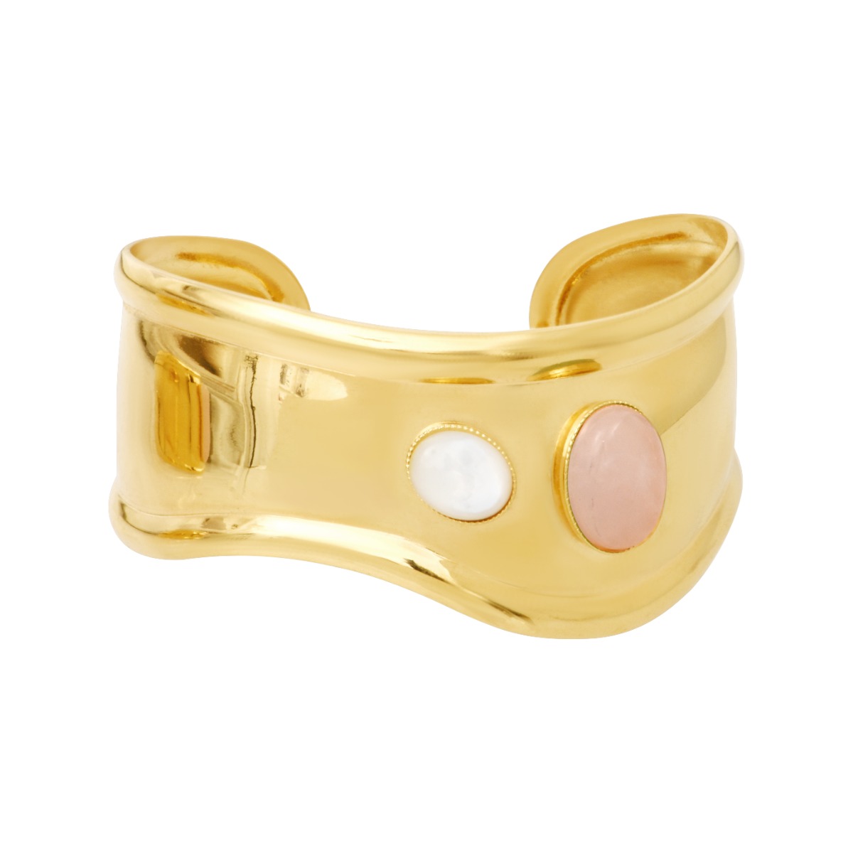 Manchette wave quartz rose et nacre blanche Ammonite