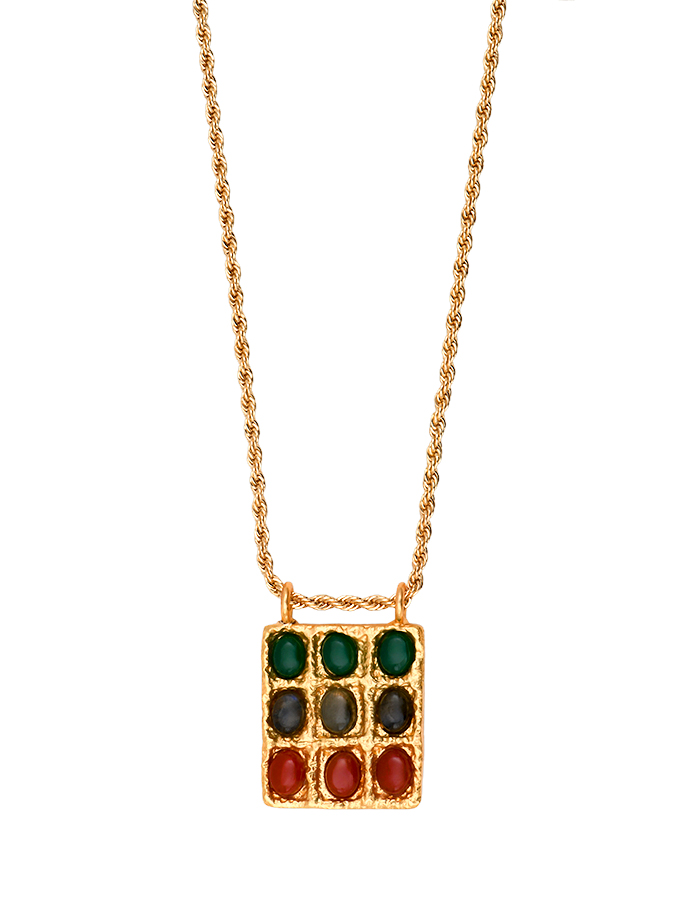 Sautoir plaque multi-pierres Francesca