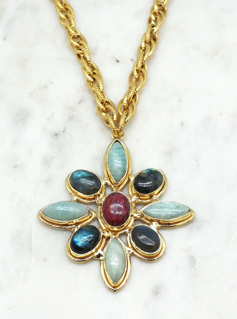 Sautoir étoile multi-pierres